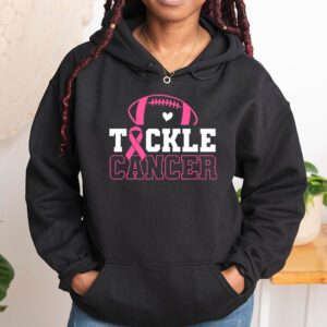 Tackle Football Pink Ribbon Breast Cancer Awareness Kids Hoodie 1 2