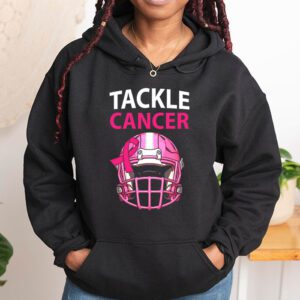 Tackle Football Pink Ribbon Breast Cancer Awareness Kids Hoodie 1 3