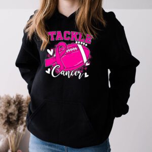Tackle Football Pink Ribbon Breast Cancer Awareness Kids Hoodie 3