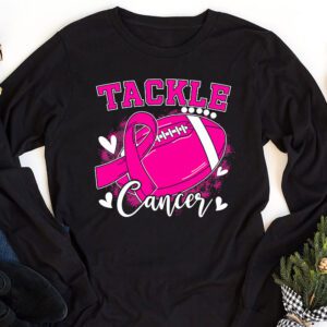 Tackle Football Pink Ribbon Breast Cancer Awareness Kids Longsleeve Tee 1 10