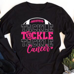 Tackle Football Pink Ribbon Breast Cancer Awareness Kids Longsleeve Tee 1 11