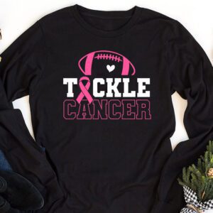 Tackle Football Pink Ribbon Breast Cancer Awareness Kids Longsleeve Tee 1 12