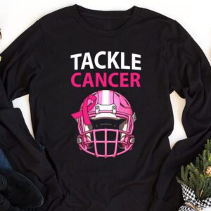 Tackle Football Pink Ribbon Breast Cancer Awareness Kids Longsleeve Tee 1 13