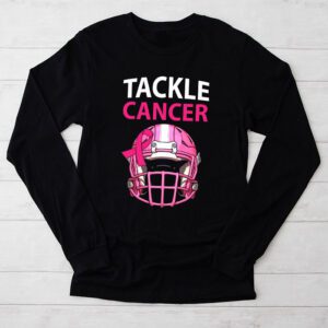 Tackle Football Pink Ribbon Breast Cancer Awareness Kids Longsleeve Tee