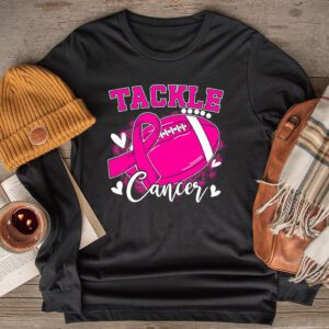 Tackle Football Pink Ribbon Breast Cancer Awareness Kids Longsleeve Tee 2 10