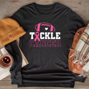 Tackle Football Pink Ribbon Breast Cancer Awareness Kids Longsleeve Tee 2 12