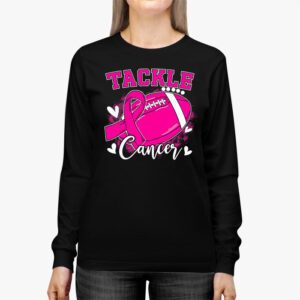 Tackle Football Pink Ribbon Breast Cancer Awareness Kids Longsleeve Tee 3 10