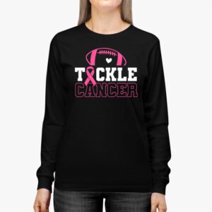 Tackle Football Pink Ribbon Breast Cancer Awareness Kids Longsleeve Tee 3 12