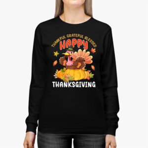 Thankful Grateful Blessed Thanksgiving Turkey Women Girls Longsleeve Tee 2 2