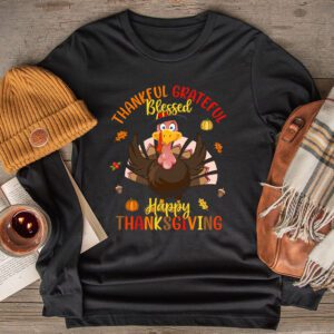 Thanksgiving Shirts For Family Thankful Grateful Blessed Turkey Longsleeve Tee