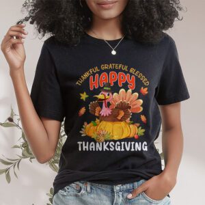 Thankful Grateful Blessed Thanksgiving Turkey Women Girls T Shirt 1 2