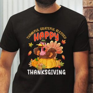 Thankful Grateful Blessed Thanksgiving Turkey Women Girls T Shirt 2 2