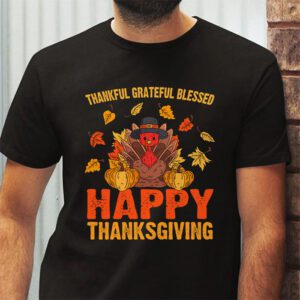 Thankful Grateful Blessed Thanksgiving Turkey Women Girls T Shirt 2 3