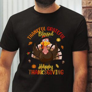Thankful Grateful Blessed Thanksgiving Turkey Women Girls T Shirt 2