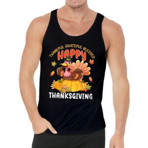 Thankful Grateful Blessed Thanksgiving Turkey Women Girls Tank Top 3 2