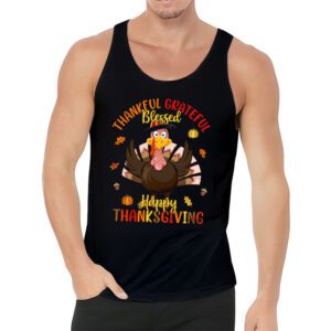 Thankful Grateful Blessed Thanksgiving Turkey Women Girls Tank Top 3