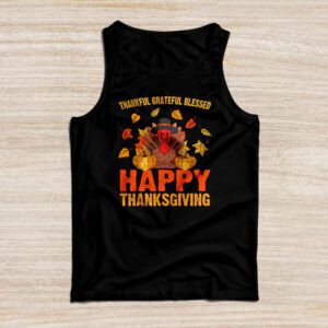 Thankful Grateful Blessed Thanksgiving Turkey Women Girls Tank Top