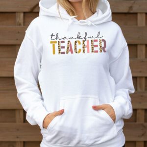 Thankful Teacher Retro Groovy Thanksgiving Fall Women Men Hoodie 3 4