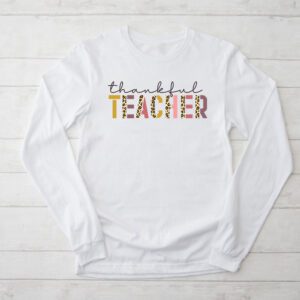 Funny Thanksgiving Shirts Thankful Teacher Retro Groovy Longsleeve Tee