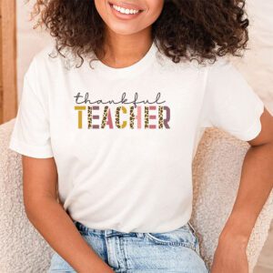 Thankful Teacher Retro Groovy Thanksgiving Fall Women Men T Shirt 1 5