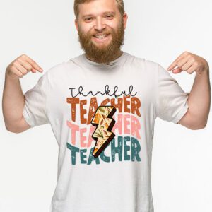 Thankful Teacher Retro Groovy Thanksgiving Fall Women Men T Shirt 2