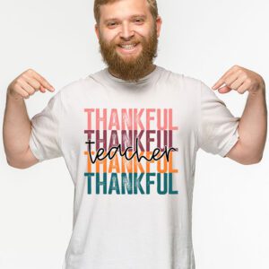 Thankful Teacher Retro Groovy Thanksgiving Fall Women Men T Shirt 2 4