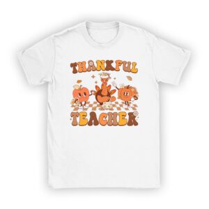 Thankful Teacher Retro Groovy Thanksgiving Fall Women Men T-Shirt