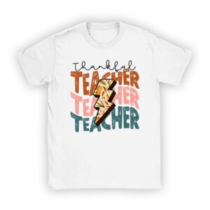 Thankful Teacher Retro Groovy Thanksgiving Fall Women Men T-Shirt