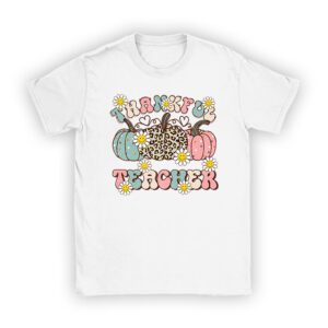 Funny Thanksgiving Shirts Thankful Teacher Retro Groovy T-Shirt