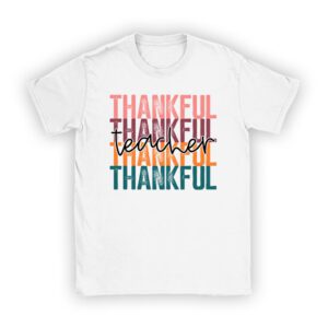 Thankful Teacher Retro Groovy Thanksgiving Fall Women Men T-Shirt