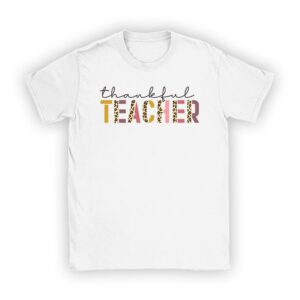 Funny Thanksgiving Shirts Thankful Teacher Retro Groovy T-Shirt