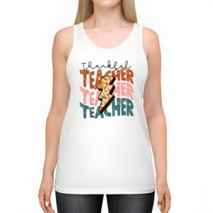 Thankful Teacher Retro Groovy Thanksgiving Fall Women Men Tank Top 2