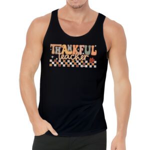 Thankful Teacher Retro Groovy Thanksgiving Fall Women Men Tank Top 3 3