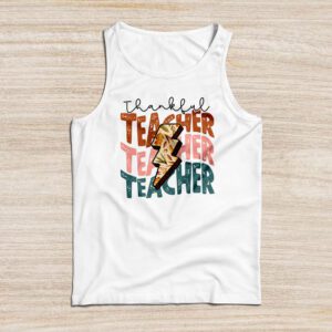 Funny Thanksgiving Shirts Thankful Teacher Retro Groovy Tank Top