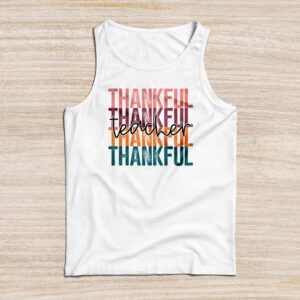 Funny Thanksgiving Shirts Thankful Teacher Retro Groovy Tank Top