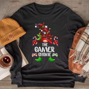 The Gamer Gnome Buffalo Plaid Matching Family Christmas Pajama Longsleeve Tee