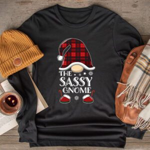 The Sassy Gnome Buffalo Plaid Matching Family Christmas Pajama Longsleeve Tee
