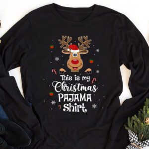This Is My Christmas Pajama Shirt Funny Christmas Reindeer Longsleeve Tee 1 3