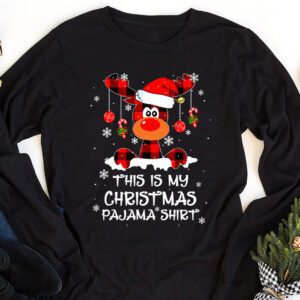 This Is My Christmas Pajama Shirt Funny Christmas Reindeer Longsleeve Tee 1