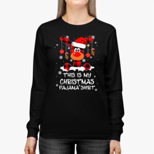 This Is My Christmas Pajama Shirt Funny Christmas Reindeer Longsleeve Tee 2