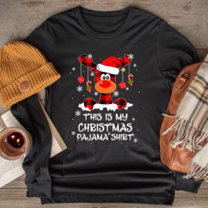 This Is My Christmas Pajama Shirt Funny Christmas Reindeer Longsleeve Tee