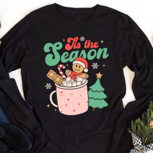 Tis The Season Christmas Hot Cocoa Gingerbread Cookie Pajama Longsleeve Tee 1 5