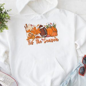 Tis The Season Pumpkin Leaf Latte Fall Thanksgiving Football Hoodie 1 4
