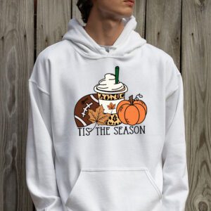 Tis The Season Pumpkin Leaf Latte Fall Thanksgiving Football Hoodie 2 3