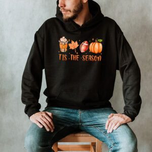 Tis The Season Pumpkin Leaf Latte Fall Thanksgiving Football Hoodie 2 7