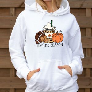 Tis The Season Pumpkin Leaf Latte Fall Thanksgiving Football Hoodie 3 1