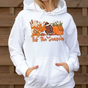 Tis The Season Pumpkin Leaf Latte Fall Thanksgiving Football Hoodie 3 2