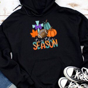 Tis The Season Shirt Pumpkin Leaf Latte Fall Thanksgiving Football Hoodie