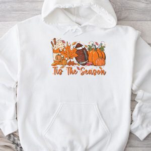 Tis The Season Pumpkin Leaf Latte Fall Thanksgiving Football Hoodie