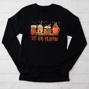 Tis The Season Pumpkin Leaf Latte Fall Thanksgiving Football Longsleeve Tee 2 9